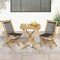 Costway 2/4 PCS Patio Folding Chairs with Woven Rope Seat & Back Indonesia Teak Wood for Porch Natural&Black